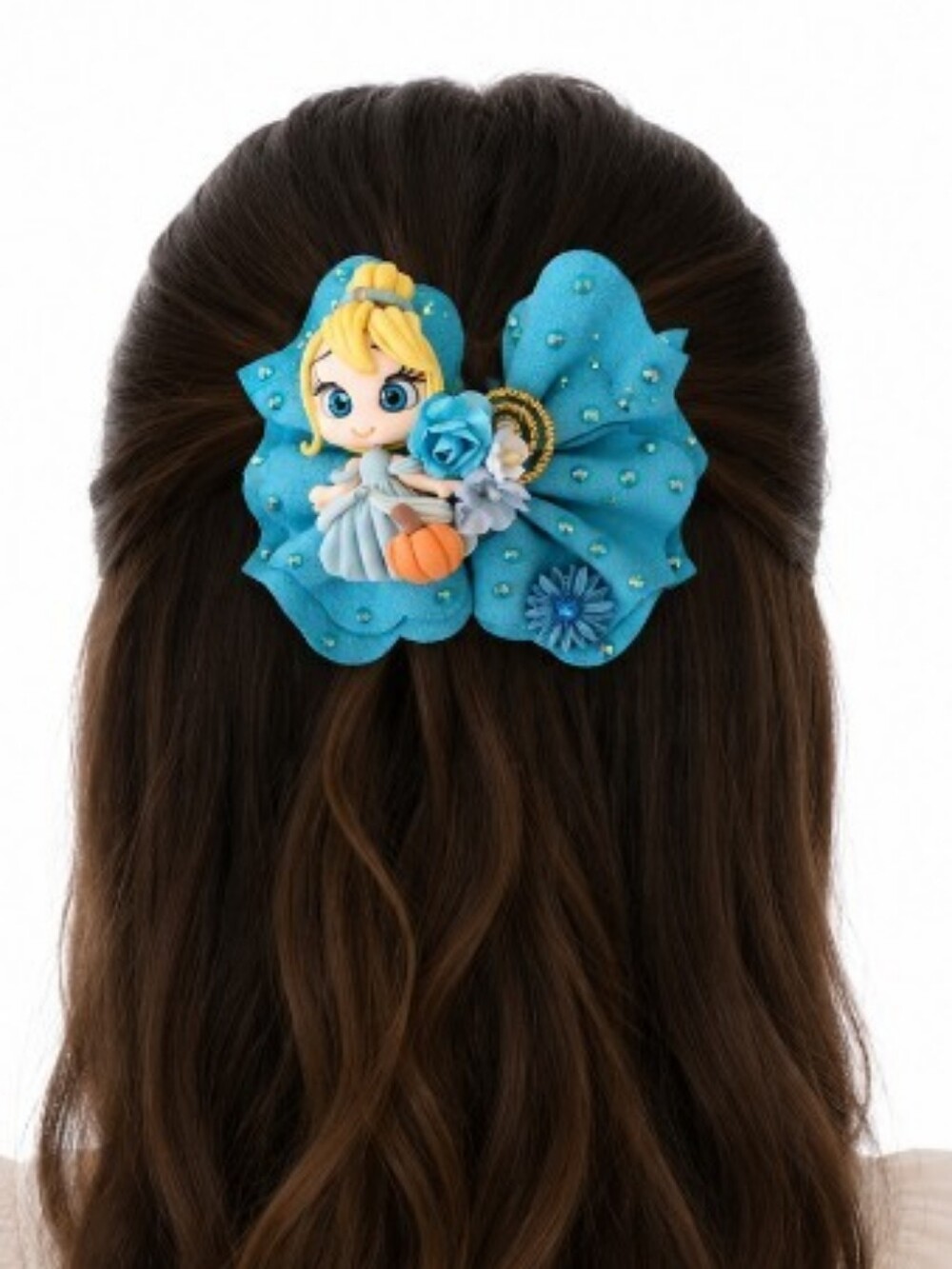 Handmade Pumpking Princess Inspired Hair Bow -Blue Boutique Girls Bow.🎀✨